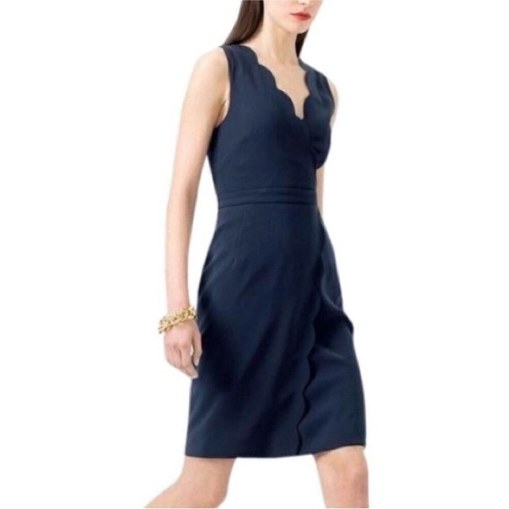 J. Crew Women's Navy Sheath Dress Size 0 Sleeveless Waist Tabs